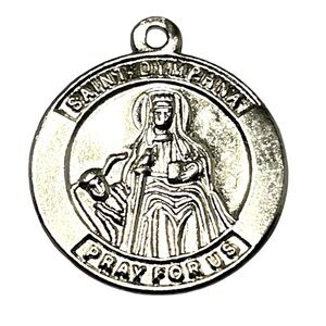 Saint Dymphna Gold Tone Medal. Pre owned Patron Saint of Mental Health